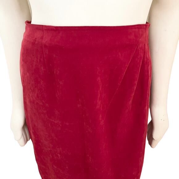 VTG 90s KAREN SCOTT Stretchy Lined Maxi Wrap Skirt in Red SZ L - Picture 3 of 10